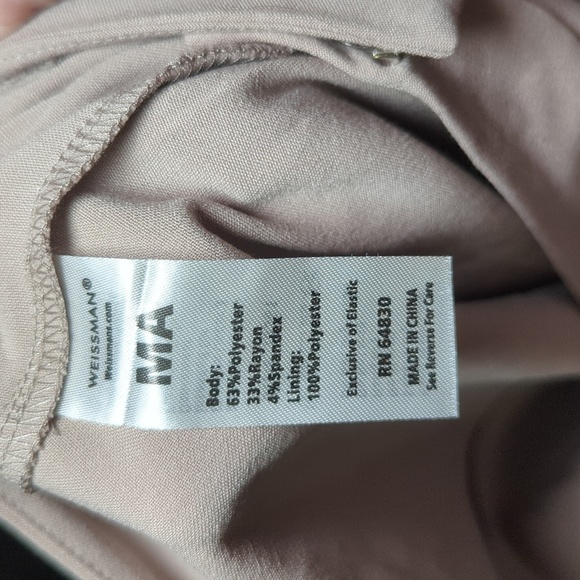 Weissman Tan Long Line Suit Shorts for Dance High Waist Pleated Women's Size M - Picture 3 of 4